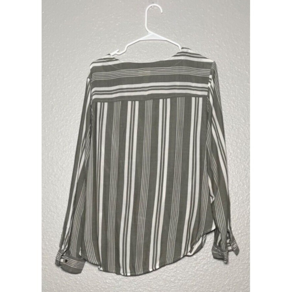 ANA New Approach Blouse Women XL Green White Striped Academia Career - Picture 3 of 4